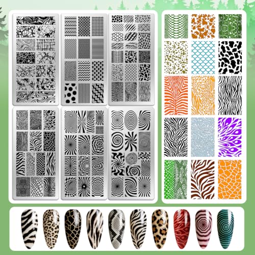 6 Sheets Nail Stamping Plate Elegant Textures Nail Art Stamp - color: Elegant Textures
