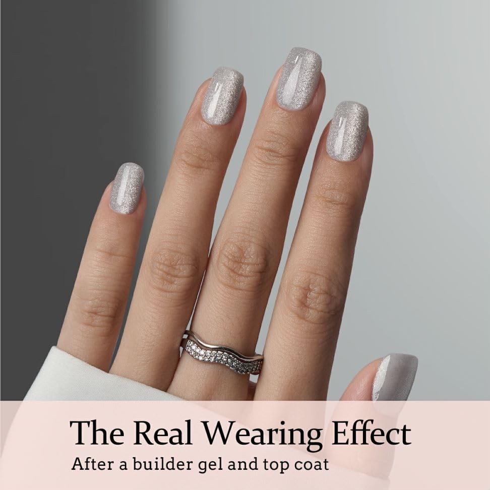 BTArtboxnails Press On Nails, Short Square White Fake Nails, 150Pcs - color: Frozen Cat Eye - Short Square