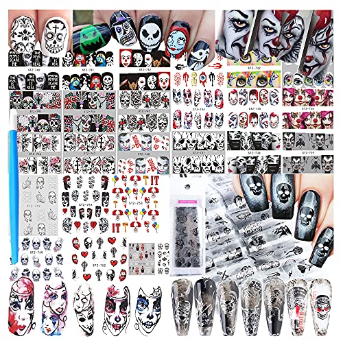 35 Sheets Halloween Water Transfer Nail Stickers Nail Art Decals