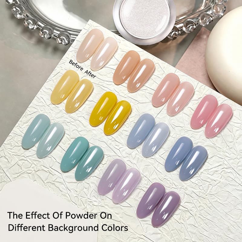 BORN PRETTY Pearl Clear Chrome Nail Powder Iridescent Mermaid Pigment - color: Clear Pearl Chrome Nail Powder