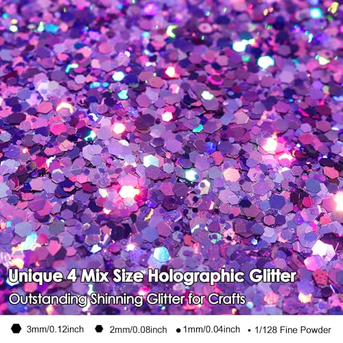 Renfio Holographic Glitter,Purple Chunky for Snowglobe Tumbler 9.7oz/275g - color: Laser Light Purple