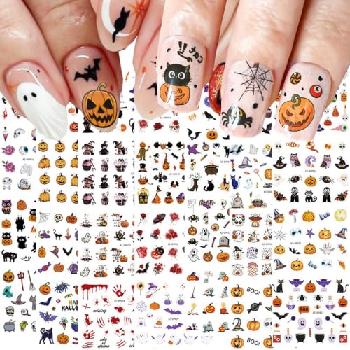 30 Sheets Halloween Nail Stickers for Nail Art,3D Self-Adhesive Nail Decals - color: Halloween a