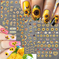5 Sheets SunflowerNail Stickers for Nail Art, 5D Self-Adhesive Nail Decals - color: Sunflower