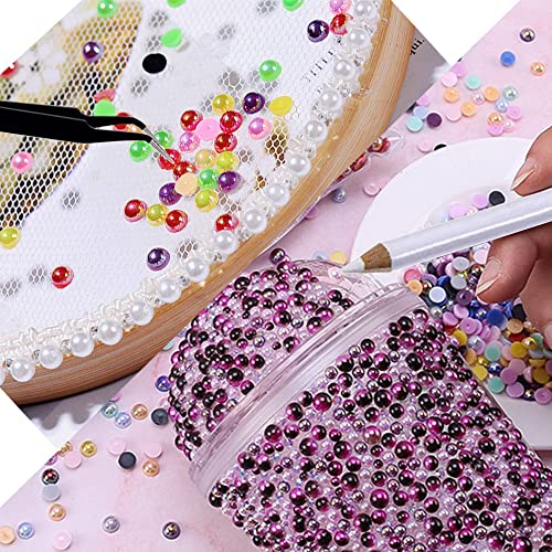 RODAKY 2000Pcs AB Gold Half Pearls for Crafts,Flatback Half Round Pearl for Nails,6 Sizes AB Gold Pearl Beads Rhinestones for Nails Art Design DIY Crafts Jewelry Making Clothe Shoes Decoration - color: Gold AB