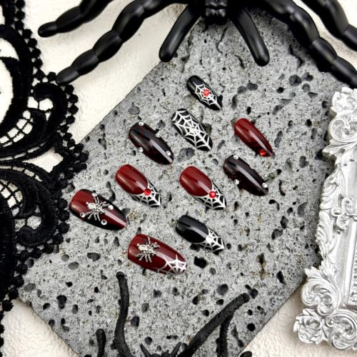 30pcs Halloween Press On Nails 3D Gothic Spider Fake Acrylic Nails - color: Halloween Press on Nails 10