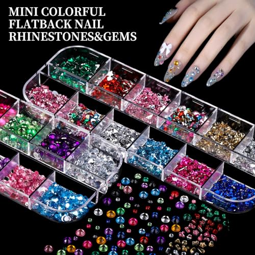 FANDAMEI Nail Charms, 8-Box Nail Charms and Gems, Fruit Bow Hawaii Flowers Petals 3D Nail Art Charms Bulk, Charms Y2K for Nails, Colorful Bubble Beads Nail Rhinestones, Gold Studs Nail Pearls for DIY - color: Pink flower petal/clear bubble bead/orange 3D