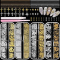 Gold Silver Caviar Nail Beads, 3D Starburst Chain Cross Nail Charms - color: S2