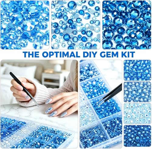 28000 Pcs Blue Rhinestones for Bedazzling 3/4/5/6mm Gems for Crafting DIY - color: Blue