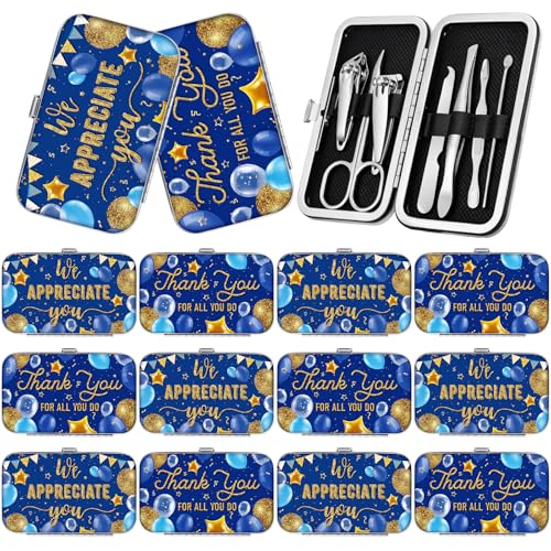 12 Pcs Employees Appreciation Gifts Thank You Manicure Gifts Set - color: Blue, Gold