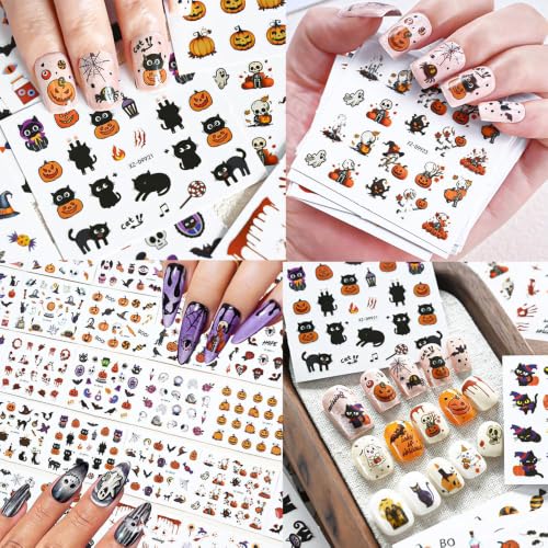 30 Sheets Halloween Nail Stickers for Nail Art,3D Self-Adhesive Nail Decals - color: Halloween a