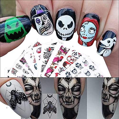 35 Sheets Halloween Water Transfer Nail Stickers Nail Art Decals
