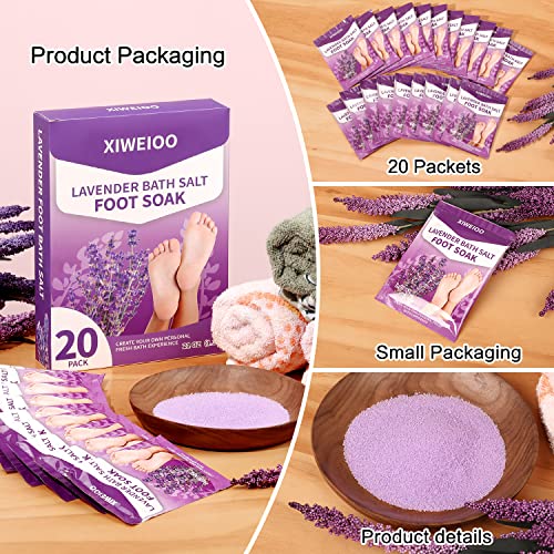 20 Pack Foot Soak Salts kit Epsom Lavender Pedicure Tea Tree Oil