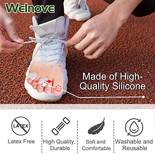 Welnove Gel Toe Separator, Pinky Toe Spacers, Little Toe Cushions for Preventing Rubbing & Relieve Pressure (Pack of 12) - color: White