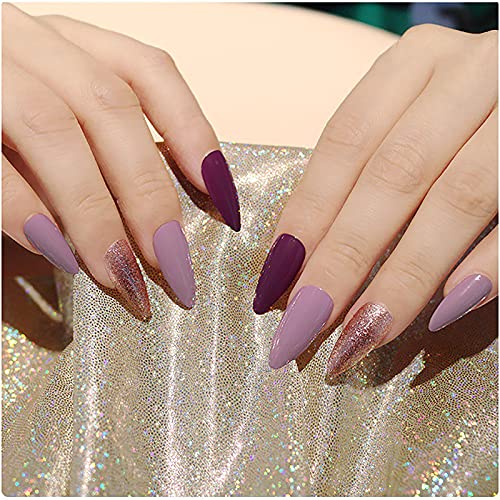 500Pcs Medium Almond Fake Nail Tips Full Cover Clear Acrylic Nails Press on Nails for DIY Nail Art, 10 Sizes (Natural) - color: A-almond-natural