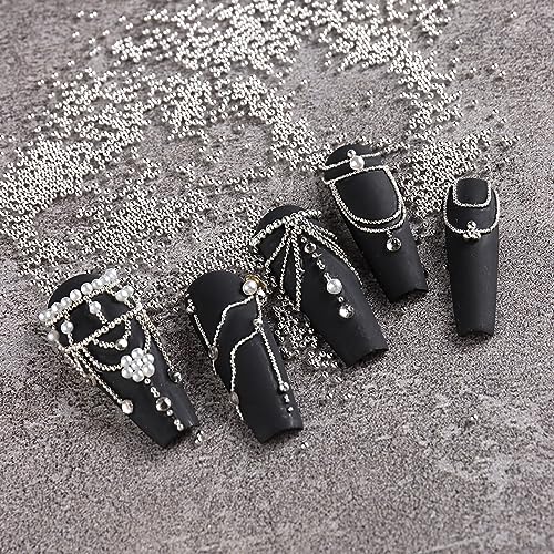 3D Mixed Sizes Nail Art Studs Gold Silver Mini Metal Caviar Nails Beads - color: Gold & Silver Mini + Tweezers