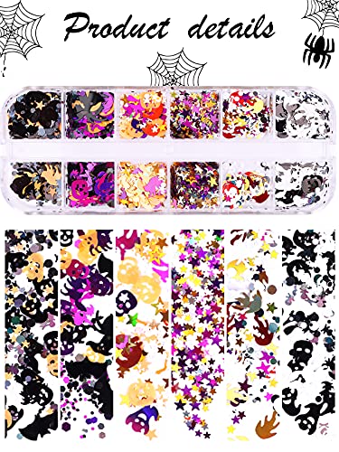 EBANKU Halloween Nail Glitter 2 Boxes Halloween Confetti Pumpkin Witch - color: Halloween - 2P C