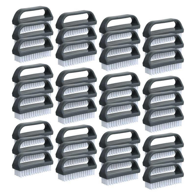 Superio Stiff Nail Brush for Cleaning Fingernails Small Scrub Brush with Handle, Cleaning Brushes for Hands, Toes, and Nails (Black, 36 Pack) - color: 36 Pack