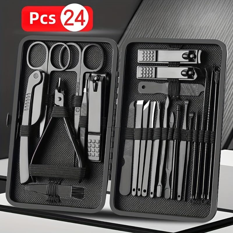 Professional Nail Clipper Kit,Nail Care Tools with Luxurious Travel Case