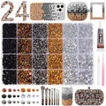 24 Grids Rhinestones Bedazzling Kit, Black Gold Silver Gems for Crafts DIY - color: S10