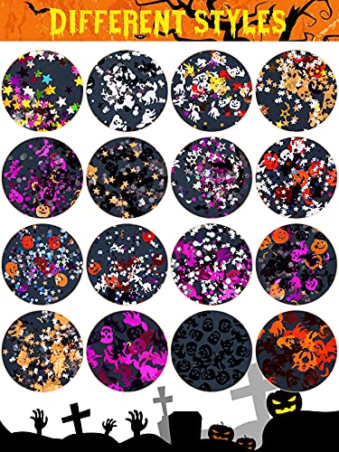 EBANKU Halloween Nail Glitter 3 Boxes Halloween Confetti Pumpkin Ghost - color: Halloween - 3P B