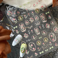 5D Embossed Nail Stickers Tulip & Bow Gold Frames Nail Art Stickers - color: Tulip & Bow Gold Frames