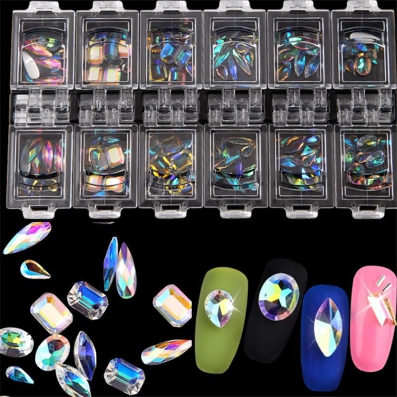12 Compartments Plastic Rhinestone Organizer Nail Art Storage Box