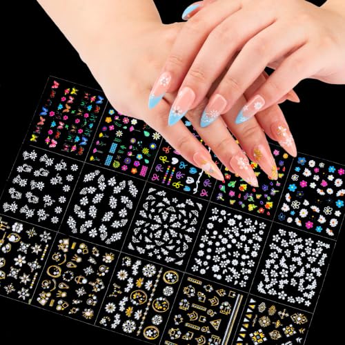 Teenitor Nail Kit with Nail Charms And Gems, Nail Art Brushes Nail Stand - color: Black