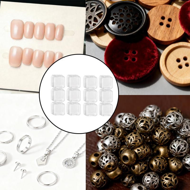 10Pcs Clear Press on Nail Packaging with 60 Pcs Adhesive Tape Press on Nail Storage Case for Salon Display, Fake Nail Packaging and Nail Business Supplies