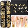 Fcozpjk 3D Metal Nail Charms Gold Silver Nail Beads Decorations - color: Gold