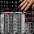 Punk Gothic Nail Art Studs, Black Silver Caviar Beads & Spike Nail Charms - color: S3