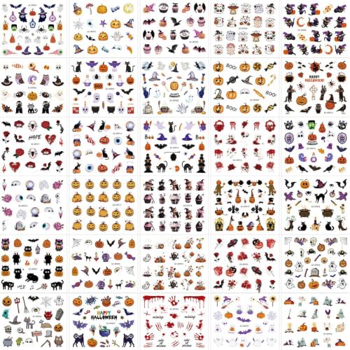 30 Sheets Halloween Nail Stickers for Nail Art,3D Self-Adhesive Nail Decals - color: Halloween a