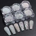 Fcozpjk Reflective Nail Powder 6 Boxes Sparkling Diamond Glitter Set - color: Holographic
