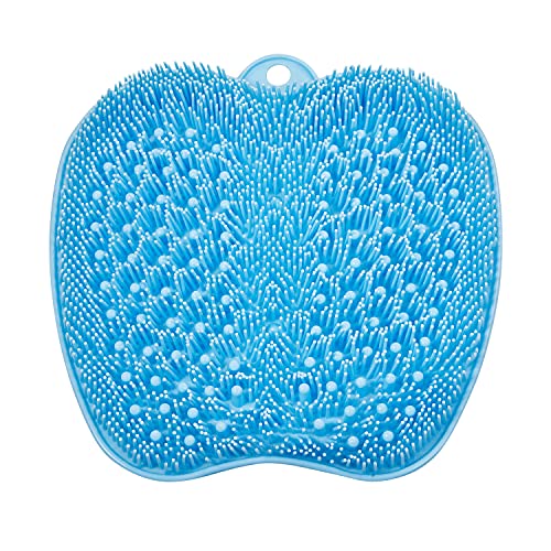 BESKAR XL Larger Shower Foot Scrubber Mat with Non-Slip Suction Cups - color: Blue