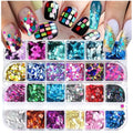 Holographic Nail Art Sequins, 3 Boxes 36 Grids