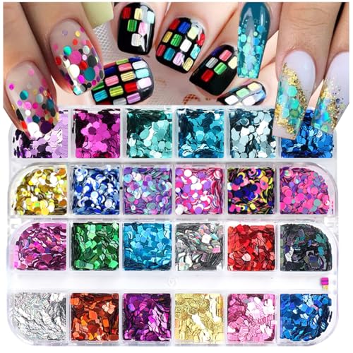 Holographic Nail Art Sequins, 3 Boxes 36 Grids