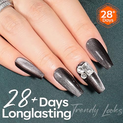 modelones Black Cat Eye Gel Nail Polish Soak Off UV/LED Gel Polish 15ML - color: A2-Black Cat Eye