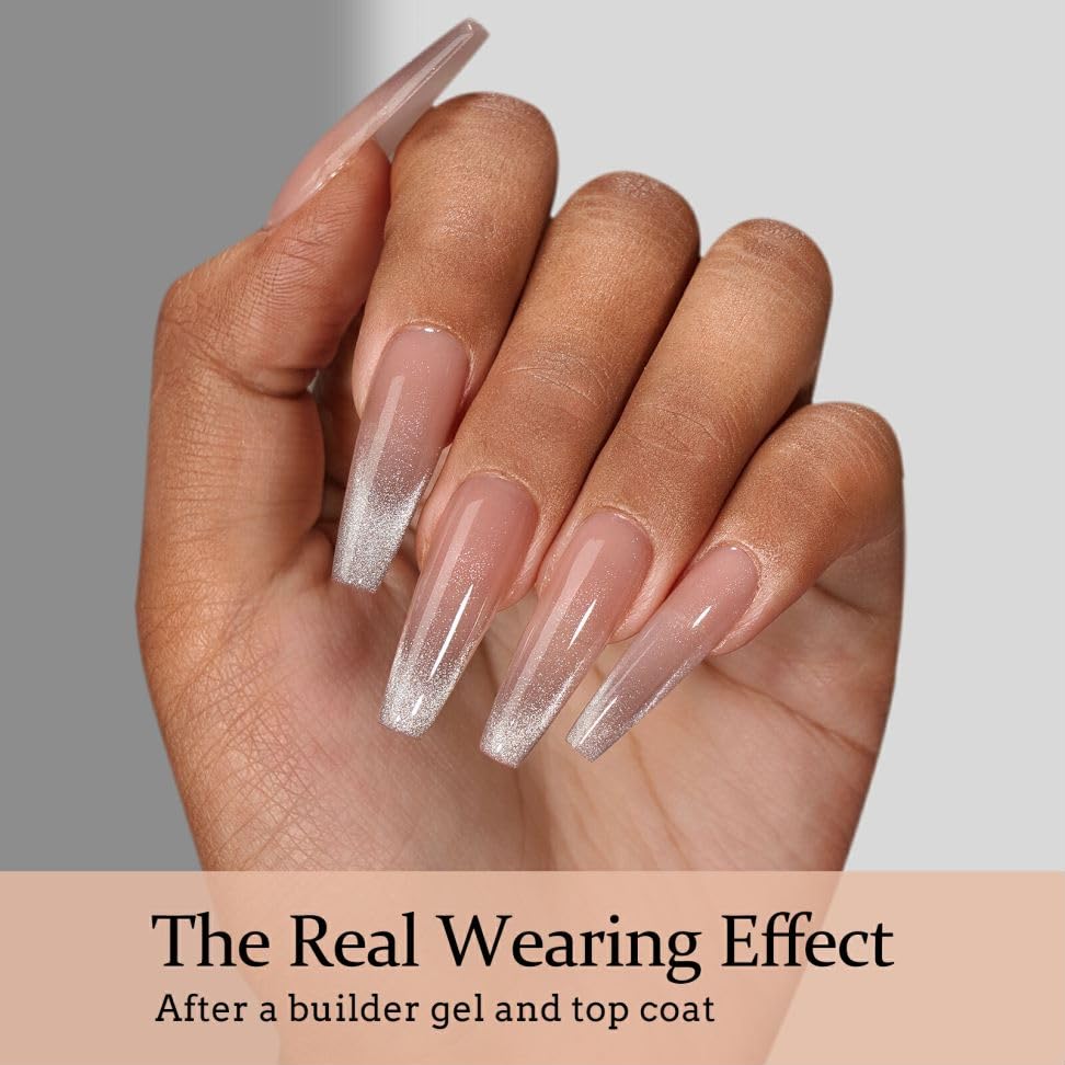 BTArtboxnails Brown French Tip Press On Nails, Long Coffin Nails, 160Pcs - color: French Cat Eye - Long Coffin
