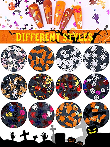 EBANKU Halloween Nail Glitter Sequins Halloween Confetti Pumpkin Ghost - color: Halloween - 3P A