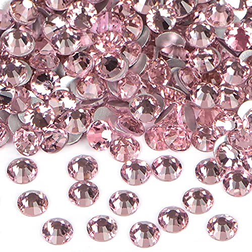 2880PCS Art Nail Rhinestones Non Hotfix Glue Fix Round Crystals Glass Flatback for DIY Jewelry Making with one Picking Pen (ss5 2880pcs, Lt. Rose) - color: Lt. Rose, size: ss5 2880pcs