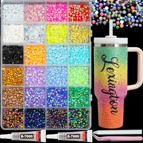 24 Colors Bedazzler Kit with Rhinestones Flatback Gems for Crafts - color: 14-Colorful