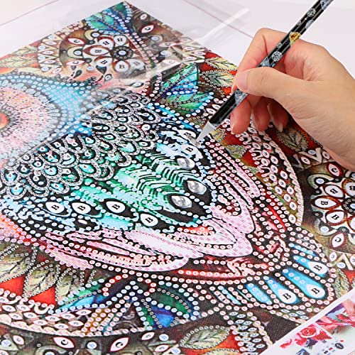 BENOSPACE 9 Pcs Diamond Painting Pen Rhinestone Picker Pencil Set Self Adhesive Nail Dotting Wax Pen with Pencil Sharpener Resin Point Drill Pens 5D Crystal Gem Pick up Tools DIY Nail Art Accessories