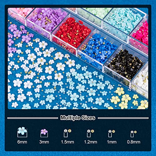 Nail Art Rhinestone Glue Gel&Flatback Gems Accessories Kit, 1 Tube of 15ml Rhinestone Gel Glue(UV/LED Needed)+1 Box of Colorful 3D Flowers with Dual end Brush Tool and Tweezer - color: 11 Multicolored Flower, size: 1 pack