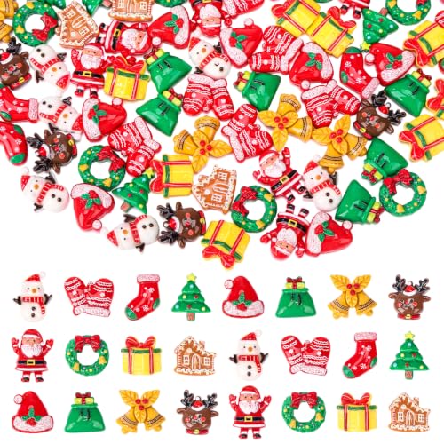 120pcs Christmas Resin Charms for Crafts Mini Slime Resin Charms Beads