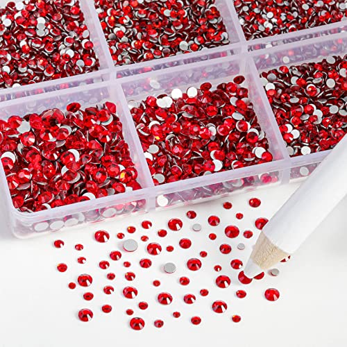 Beadsland Flatback Rhinestones, Light Siam, 7200pcs Mixed 6 Sizes - color: Light Siam