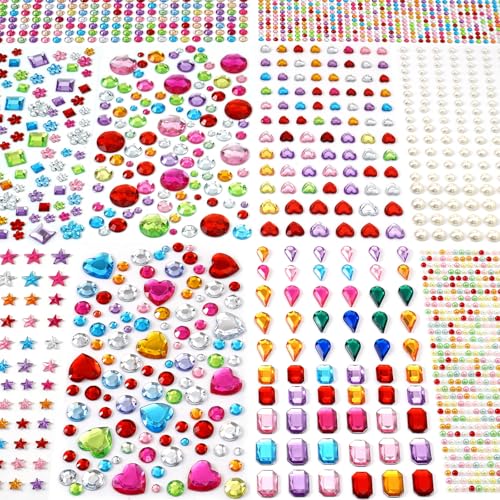 MYDBUYSOME 2774pcs Gem Stickers Jewels for Crafts, Adhesive Gems Rhinestone