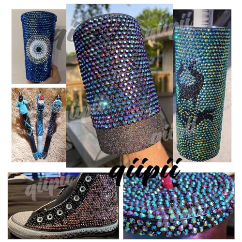 qiipii 24 Color Bedazzler Kit Full Grids 3mm Resin Bedazzled Rhinestones - color: Jelly Ab Rhinestones, size: 3mm