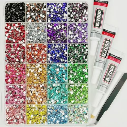 Nail Art Rhinestones Kit Nail Gems Ab Flatback Rhinestones Gems Stones (24 Grid 3mm) - color: 24 Grid 3mm