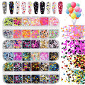 36 Color Nail Sequins Kalolary Nail Art Flake Nail Glitter - color: Round