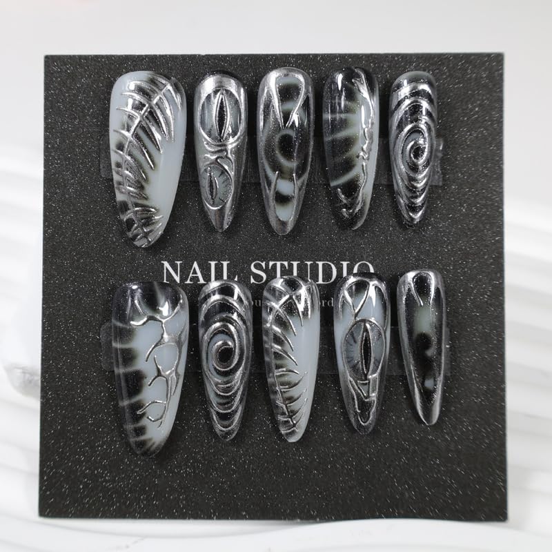 30pcs Gothic Press On Nails Halloween Eye Design Acrylic Fake Nails - color: Halloween Press on Nails 16