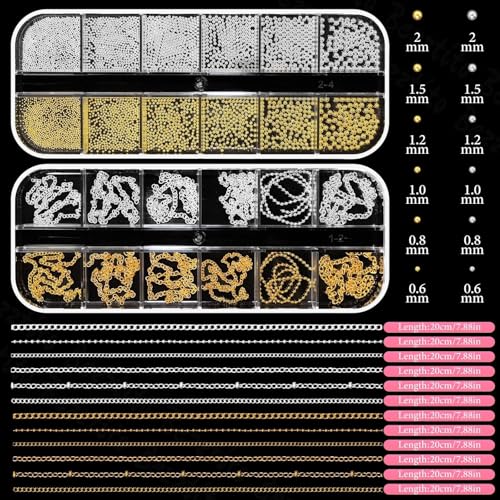 Gold Silver Caviar Nail Beads, 3D Starburst Chain Cross Nail Charms - color: S2